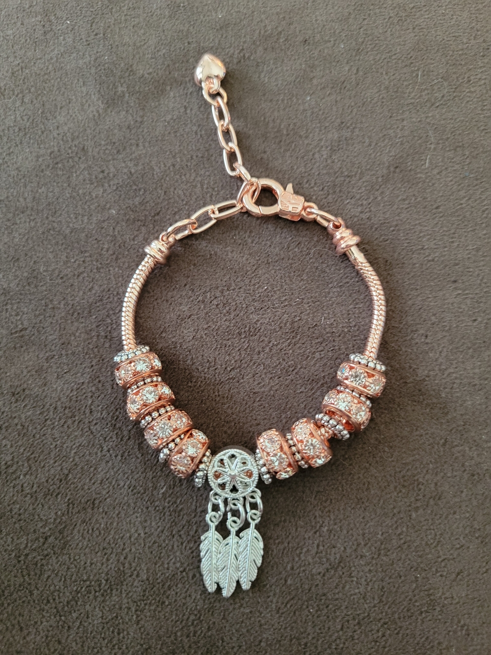 Charm Bracelet Snake Chain Add A Bead Rose Gold Dreamcatcher Boho Gift Idea!